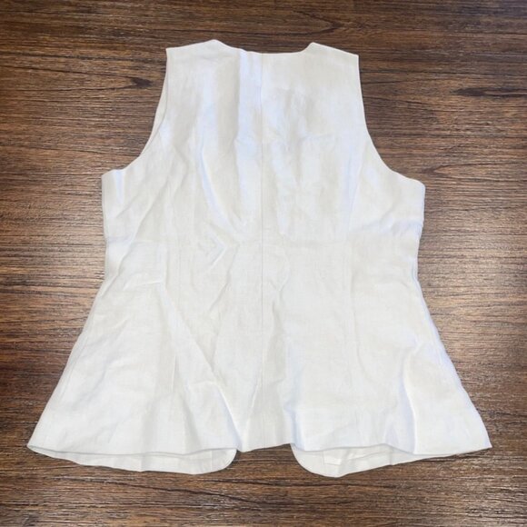 Madewell Women's Sz 8 Scoopneck Cutaway Vest Salt White Linen Slim NV834 - Picture 6 of 11